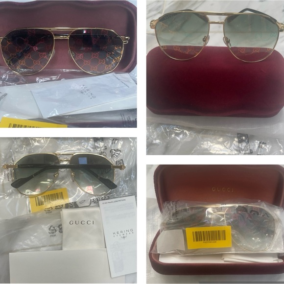 GREEEN MIRROR “GG” LOGO PILOT AVIATOR GOLD METAL SUNGLASSES AS SEEN ON GARCELLE - Picture 14 of 16